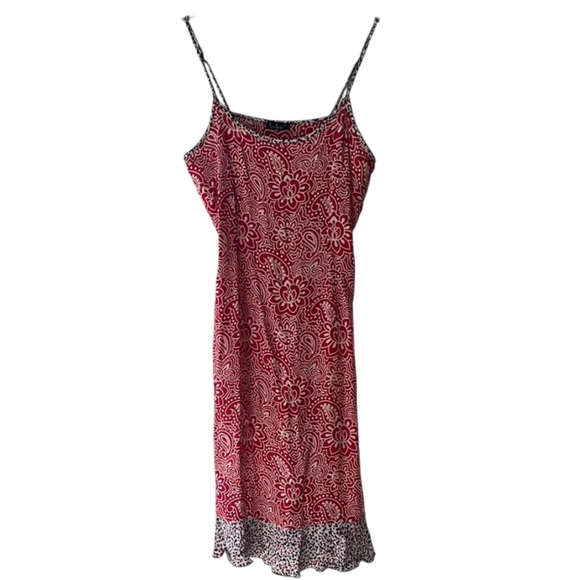 Loco Lindo Floral Red White Retro Vintage Boho Coastal Y2K Mini Dress Size M EUC - Picture 4 of 11